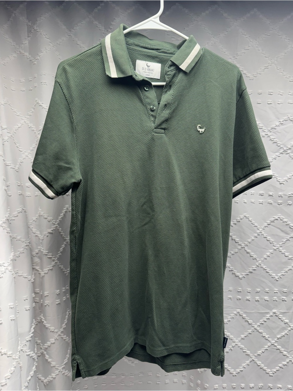 Old Khaki Men's Godfrey Tipped
Golfer Sage Green Polo Shirt Large
